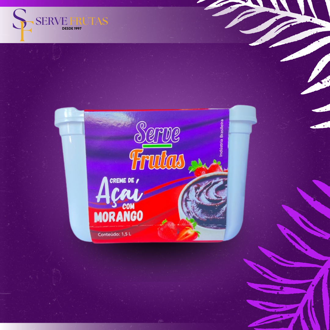Pote de Açai Batido com Morango de 1,5 Litros